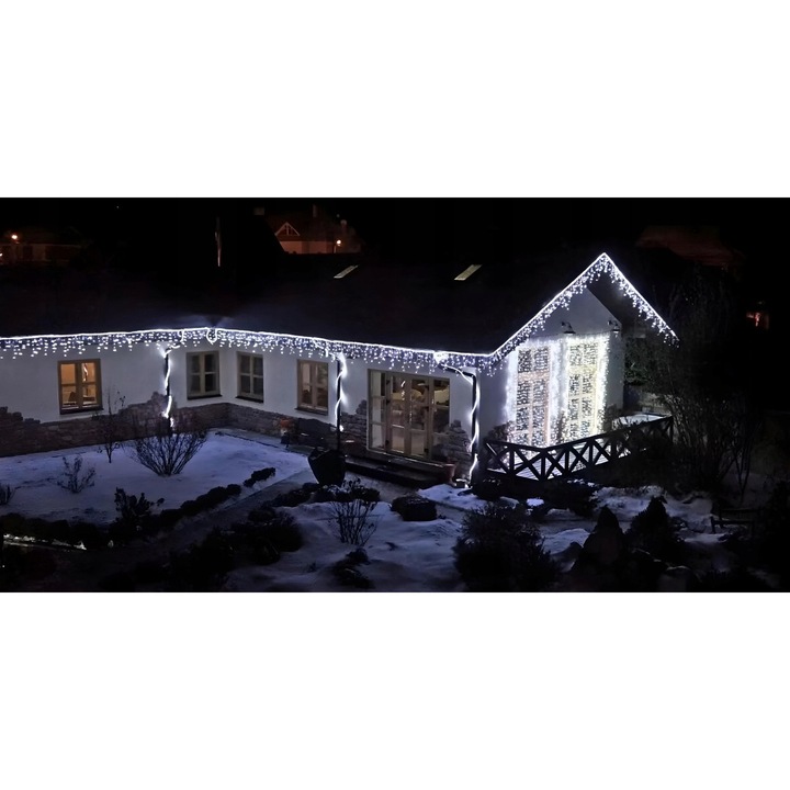 Коледна инсталация, 500 LED, студено бяло, флаш ефект, 24м