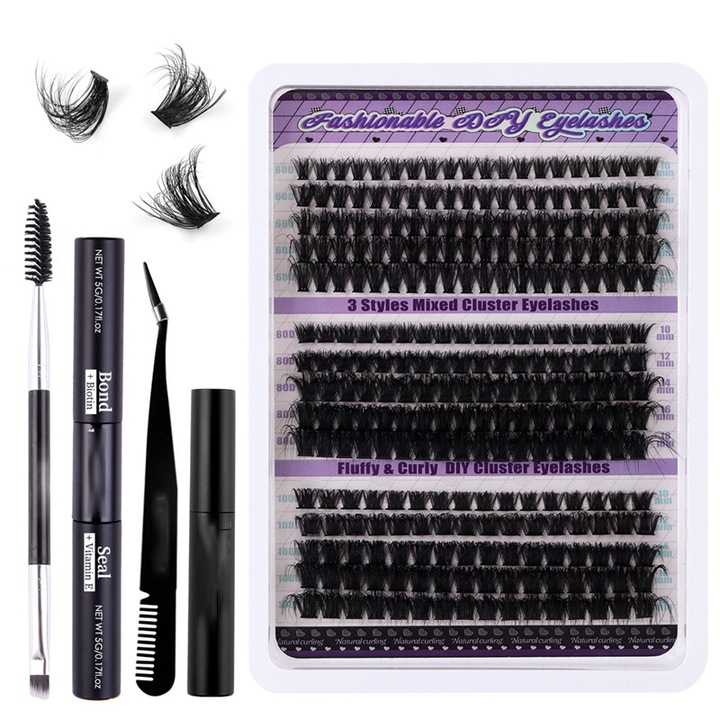 Műszempilla szett, Bomstom, 270 db, 60D 80D 100D Mix 10-18mm, könnyű felvitel, újrahasználható, D ív, fekete