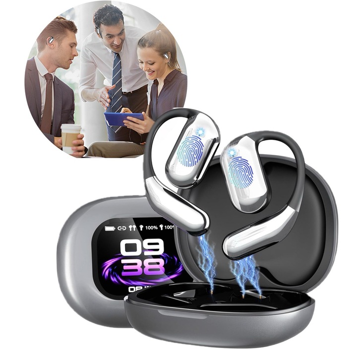 Casti cu Traducator AI, Biglistening, Gri, suportă 144 limbi, apeluri HD, reducere zgomot