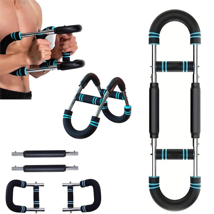 Fitnesz kiegészítő készlet, TodyJeyHo, állítható edzőfelszerelés 30-50kg, kék/fekete, 17.5x66.5cm