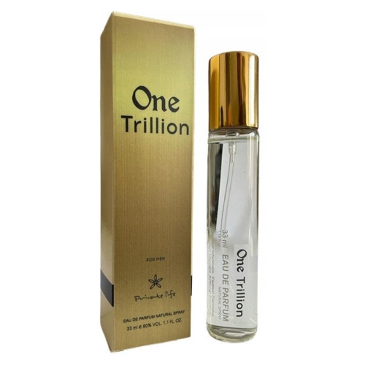 Parfüm One Trillion Férfiaknak, Private Life, 33ml, menta és mandarin jegyekkel, fás parfüm