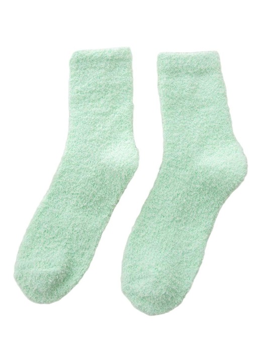 Sosete dama, verde, din fleece coral, 300gsm, design colorat, marime unica