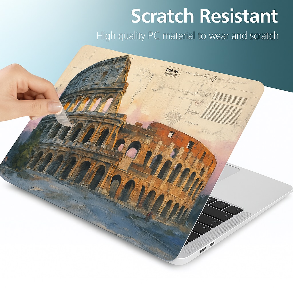 Husa originala pentru MacBook Air 13.6-inch (A3240/A3113/A2681, M4/M3/M2, 2022-2025), Design exclusiv Colosseum pictura in ulei, Protectie anti-amprente & anti-zgarieturi