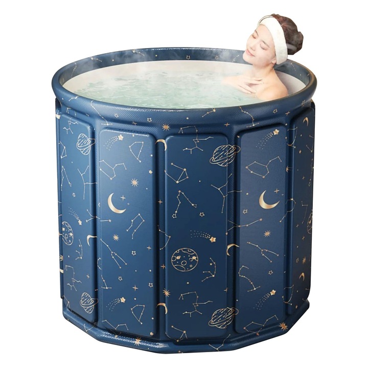 Cada pentru gheata portabila OVERTANG, policlorura de vinil, pliabila, capacitate 300L, 75x65cm, izolatie 5 straturi, albastru