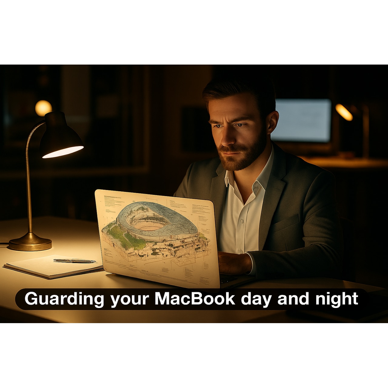 Carcasa Hard Shell pentru MacBook Pro 14(2021/2022/2023/2024/2025) (M5/M4/M3/M2/M1 Pro Max) (A3434/A3112/A3185/A3401/A2918/A2992/A2779/A2442), Husa & Protectie MacBook, design artistic cu schita Cluj Arena