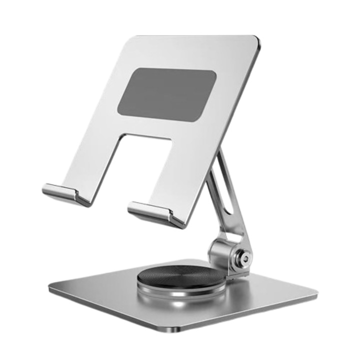 Suport de birou pentru tablete, CHANGJIAN, metalic, ajustabil 360°, argintiu, universal