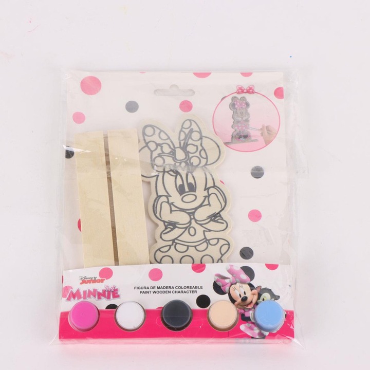Figurina din lemn de pictat Minnie Mouse Multicolor