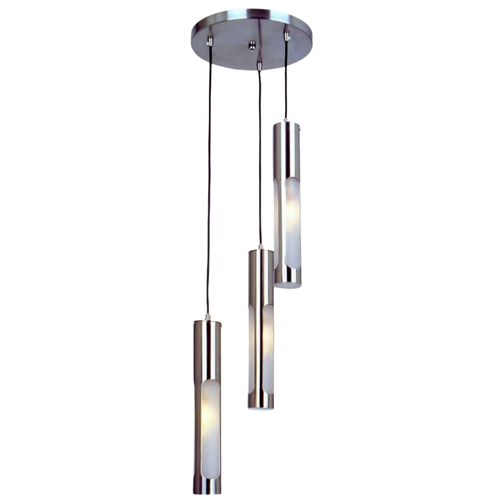 Lustra Progetto Casa LH 1016-N3, alb satinat + crom, 3 becuri, 100cm x 25cm