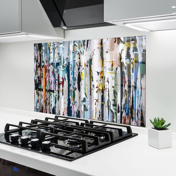 ARTHUB, Konyhai üveg hátfal 60x80 cm, 4 mm edzett, Védő gáz­tűzhely, Fröccsenésgátló, Hőálló, absztrakt, absztrakt művészet, Abstract Torn Paper