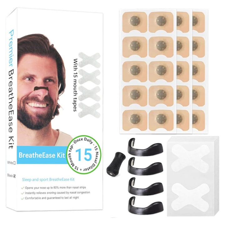 Комплект магнитни назални ленти TodyJeyHo, 30 ленти, 15 ленти за нос, подобрява качеството на съня, против хъркане, многоцветен