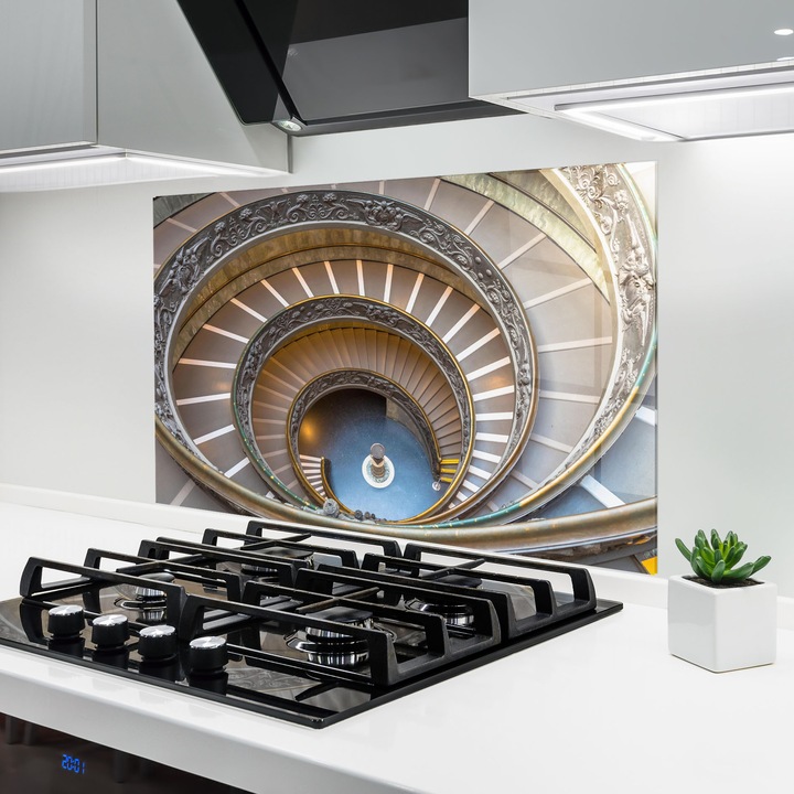 ARTHUB, Konyhai üveg hátfal 60x80 cm, 4 mm edzett, Védő gáz­tűzhely, Fröccsenésgátló, Hőálló, absztrakt, optikai illúziók, Colored Stairs
