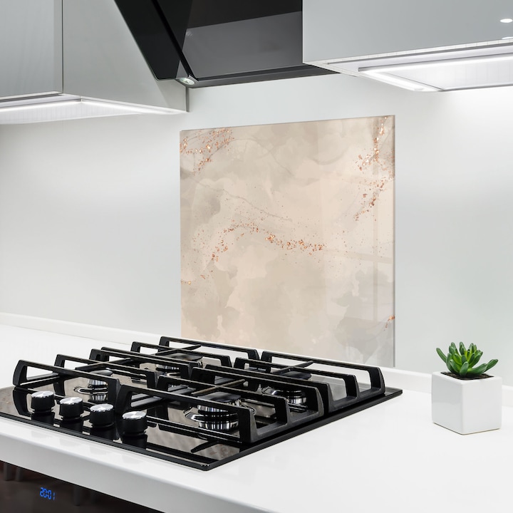 ARTHUB, Стъклен панел за кухня 60x60 cm, 5 мм закалено, Предпазител за газов котлон, Предпазител от пръски, Топлоустойчив, абстрактни, мрамор, Pink Grey Marble 01