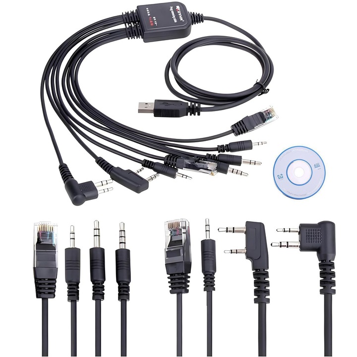 Cablu programare USB, PsAyl, cu 8 adaptoare diferite, pentru statii emisie-receptie