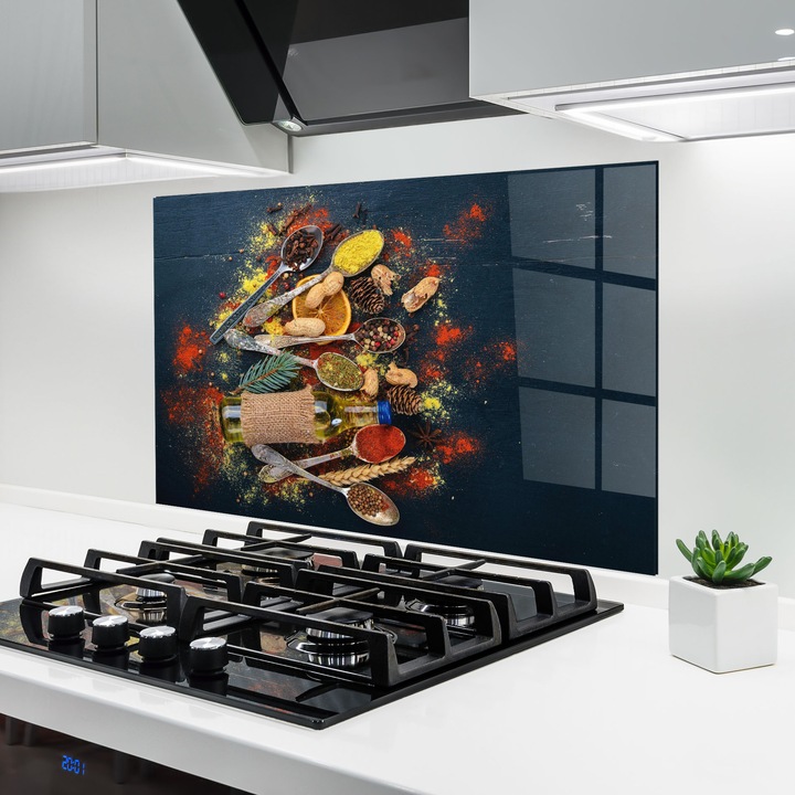 Panou Sticla Bucatarie, 50x70 cm, Protectie aragaz, Antistropi, Termorezistent, Alimente, Condimente, Indian Cuisine