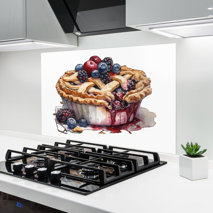 ARTHUB, Konyhai üveg hátfal 50x70 cm, 4 mm edzett, Védő gáz­tűzhely, Fröccsenésgátló, Hőálló, élelmiszerek, édességek, Dessert Art
