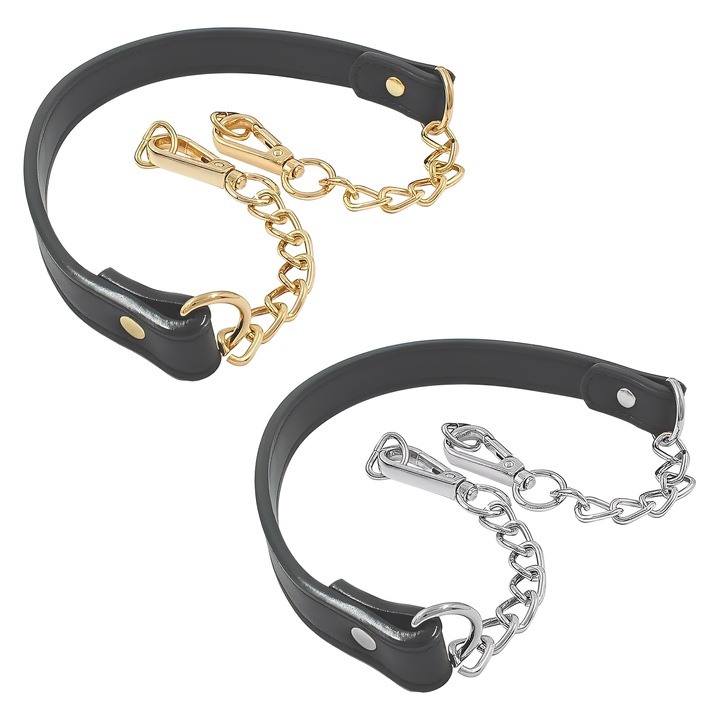 Set 2 curele lungi pentru geanta, TREXORA, 60cm, negru/auriu