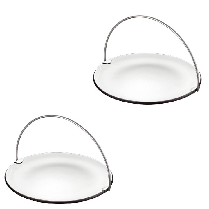 Set 2 platouri din sticla temperata cu toarta metalica VIDIVI colectia BANQUET 21xh13cm