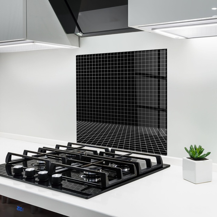 Panou Sticla Bucatarie, 60x60 cm, Protectie aragaz, Antistropi, Termorezistent, Abstracte, Geometrice, 3d Lines