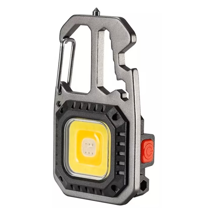 Фенерче ключодържател SuooTci, мултифункционално, 7 режима, черно/сребристо, 8.2x4.6x2.5cm