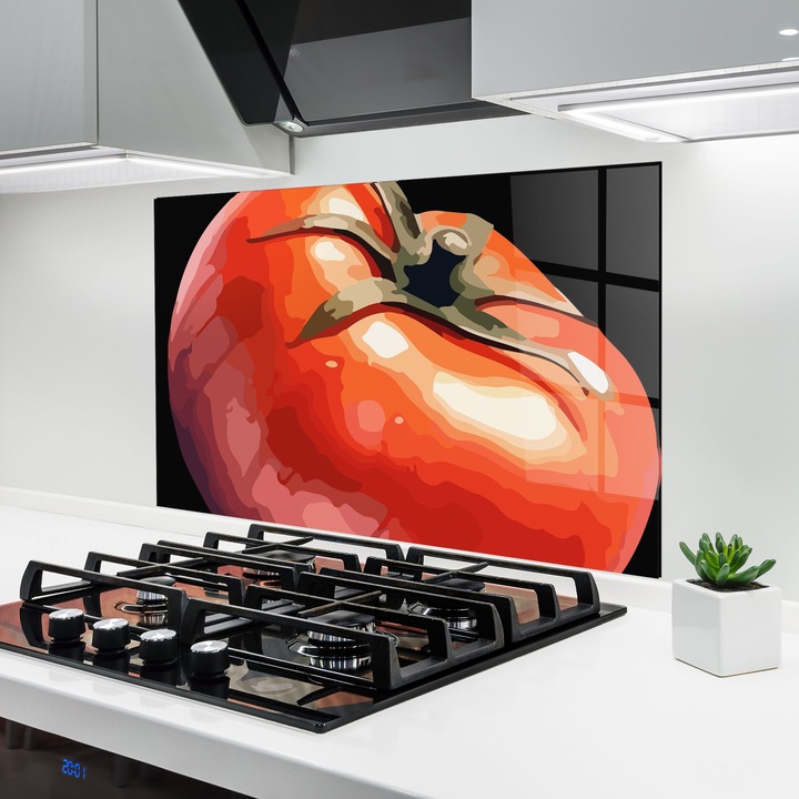 Panou Sticla Bucatarie, 60x100 cm, Protectie aragaz, Antistropi, Termorezistent, Alimente, Legume, Red Tomato Art