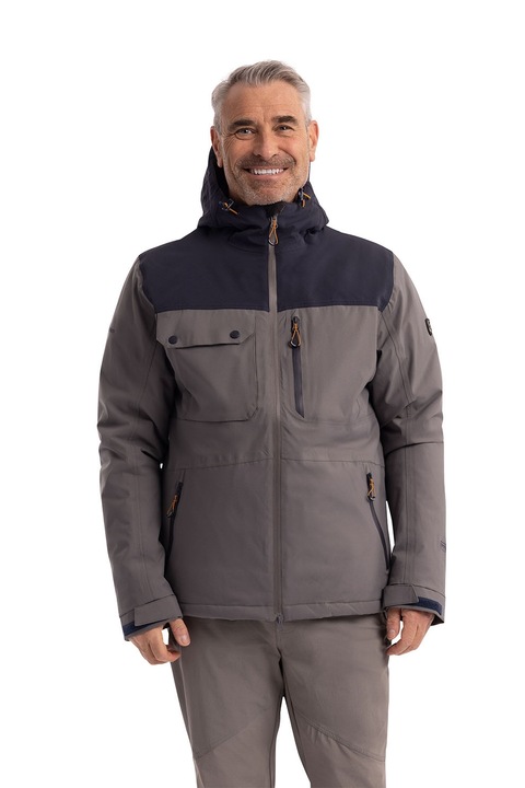 Trespass, Geaca cu fermoar si segment contrastant, Albastru ultramarin/Maro taupe