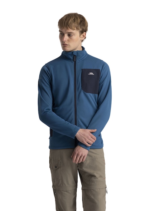 Trespass, Bluza din fleece cu fermoar si segmente contrastante Falkenham, Albastru