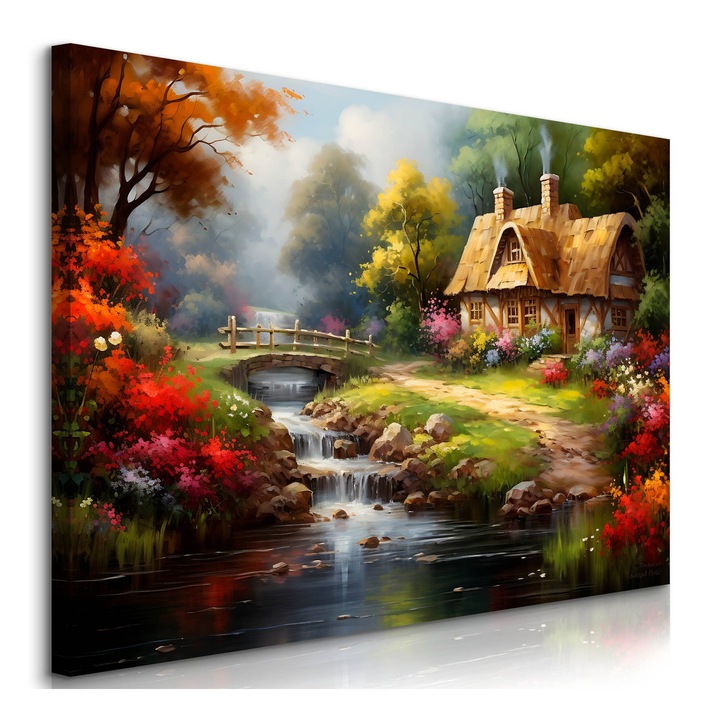 Tablou Muralo Peisaj Parau Casuta Rurala 70 cm x 50 cm Natura Pentru Dormitor