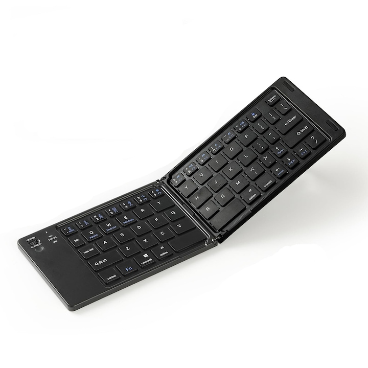 Összecsukható Bluetooth billentyűzet, fekete, 29.45x9.2x0.75cm, kompakt, hordozható kivitel