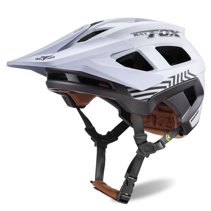Casca de protectie MTB, Batfox, ajustabila, 53-61cm, alb/negru, usoara