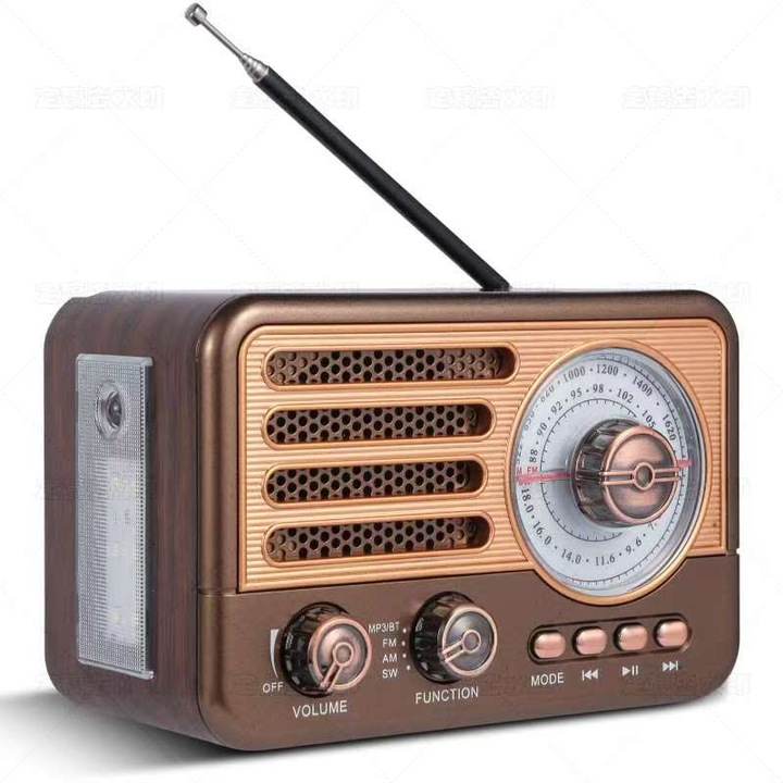 Hordozható rádió nagyméretű hangszóróval, elemes rádió, AM / FM / SW, USB TF BT MP3 lejátszó, Li-ion akkumulátor / 2D akkumulátor / DC 5V tápellátás, kézi tuner és stabil jel, LED zseblámpa, beltéri, kültéri, vészhelyzeti használatra tervezve, ajándék