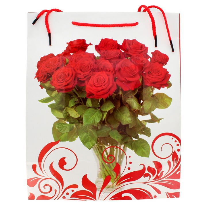 Toreba cadou, ART.ROZNE MK, rozmiar L, model floral, 1 bucata