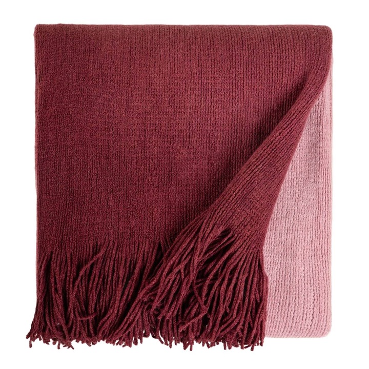 FINNS puha bordó ombre takaró rojtokkal 130x170cm HOMLA