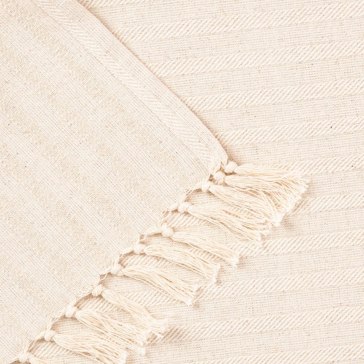 Fata de masa PANSY cu franjuri ecru 40x160 cm HOMLA