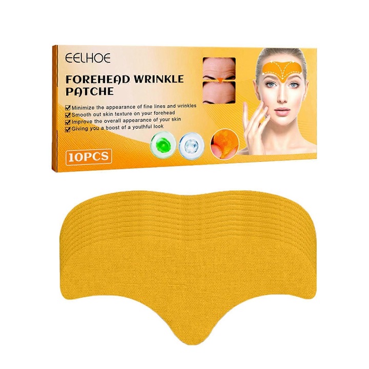 Pachet 10 Masti Antirid pentru Frunte cu Colagen Hidrolizat, EELHOE, Ingrediente Naturale, 14.2x6.2x1cm