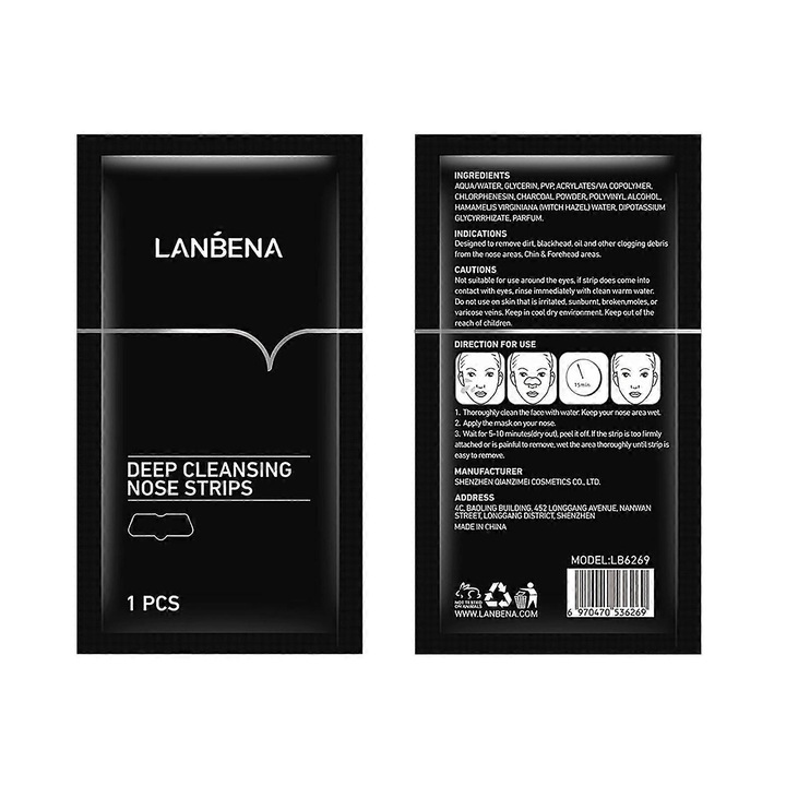 Masca de fata purificatoare pentru indepartarea punctelor negre, Lanbena, pentru ten gras, pori mari, capsuni
