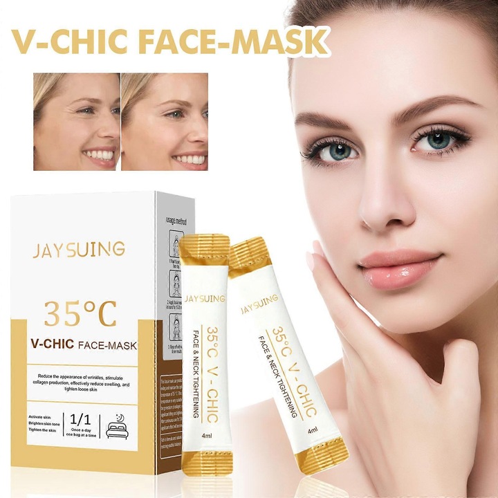 Masca faciala cu extracte naturale, 20 bucati, autoincalzire, efect anti-imbatranire, 2.5x11cm