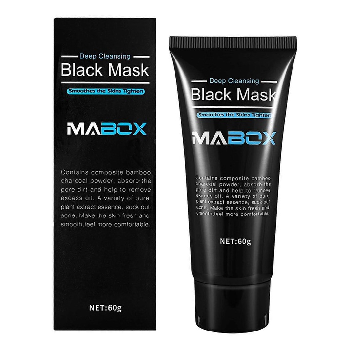 Masca pentru fata Mabox, 60g, argila de bambus, namol din mare adanca, curatare profunda, eliminare puncte negre