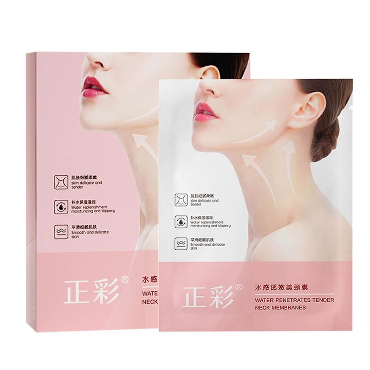 Masca pentru gat, set de 10 bucati, hidratanta, reduce ridurile, 10ml
