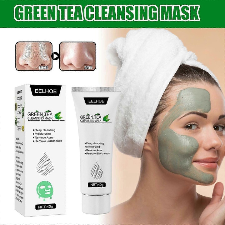 Masca exfolianta pentru fata cu ceai verde, indepartarea punctelor negre, Eelhoe