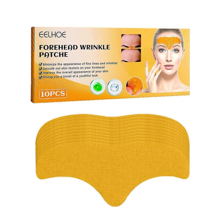 Set 10 plasturi pentru ridurile fruntii, Eelhoe, ingrediente naturale, efect de netezire, fara iritanti