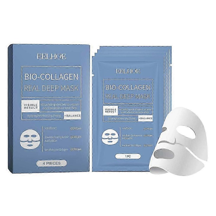 Masca faciala cu biocolagen peste noapte Eelhoe , set 4 buc