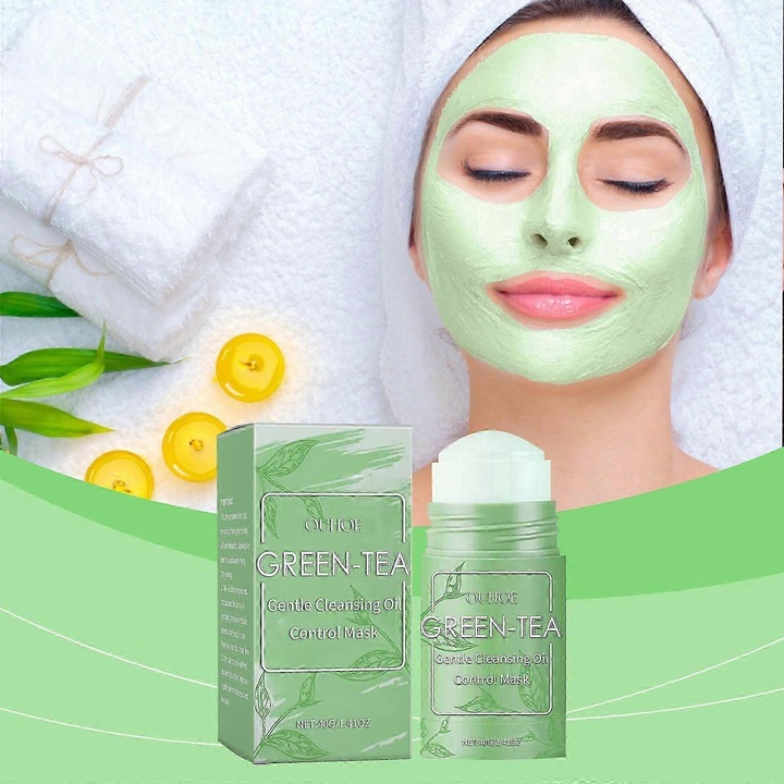 Set de masti pentru fata cu extract de ceai verde, controlul uleiului, curatare profunda, eliminare puncte negre, 3 bucati, Ouhoe