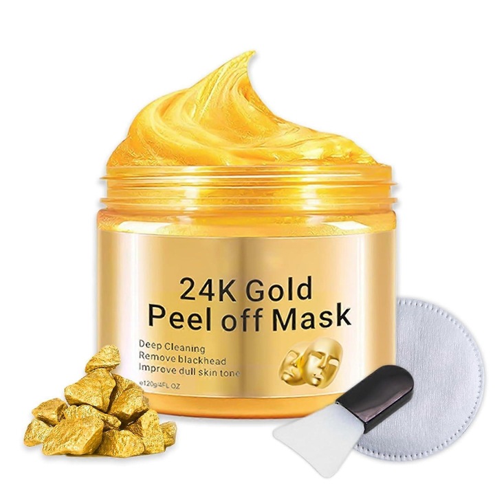 Masca de fata 24k Gold Peel Off, anti-riduri, set 2 bucati, pentru toate tipurile de ten, aurie