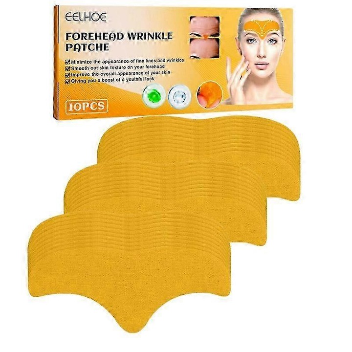 Set 3 plasturi cu gel pentru indepartarea liniilor de pe frunte, masca anti-rid, masca de fermitate pentru liniile de incruntare, tratament autocolante, anti-imbatranire, ingrijire a pielii de lifting