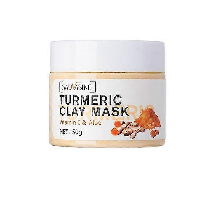 Masca de fata din argila cu turmeric si vitamina C, set de 3 bucati, curatare profunda, indepartare puncte negre, pentru toate tipurile de ten, Sauvasine