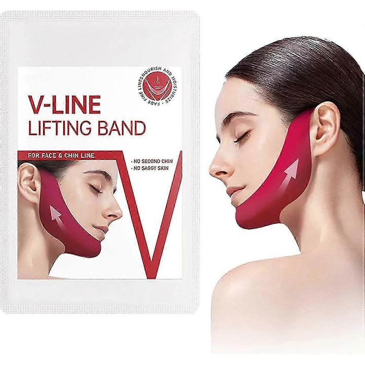 Masca pentru fata V-line, reducator de dublu barbie, cu acid hialuronic si extract de aloe vera, set de 1 cutie