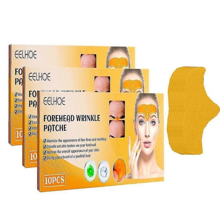 Pachet de 10 plasturi anti-rid pentru frunte, cu colagen hidrolizat, efect de netezire, ingrijire a pielii,EELHOE