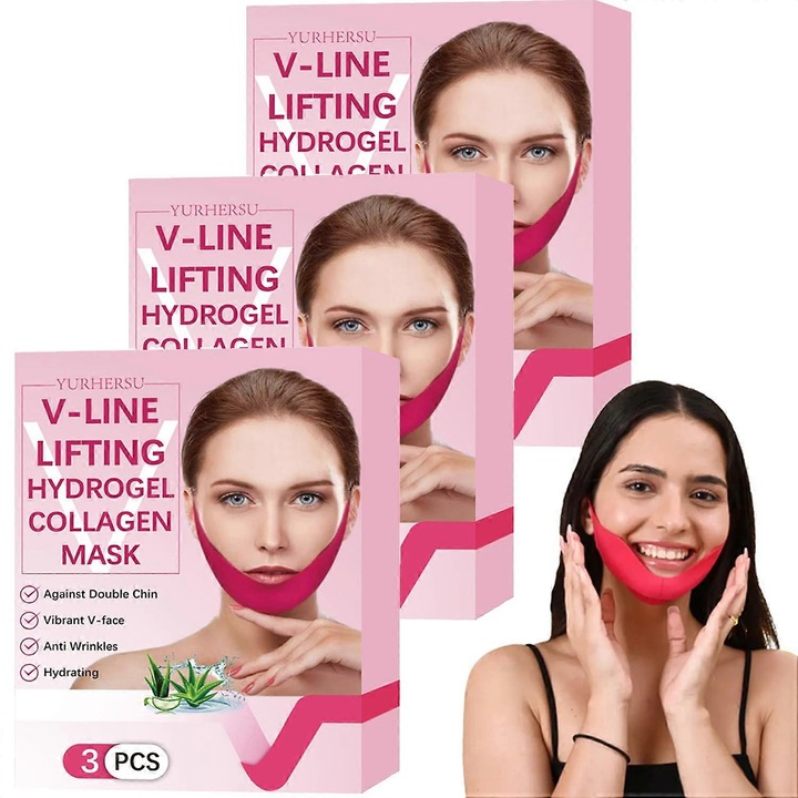 Plasturi lifting pentru barbie, set 3 cutii, efect de intinerire, hidratare, elasticitate, V-line