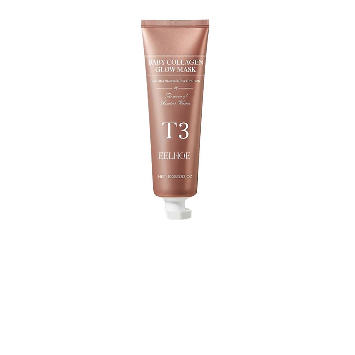 Masca pentru fata, Eelhoe, set 3 bucati, Baby Collagen Glow Mask, efect de hidratare, elasticitate, roz