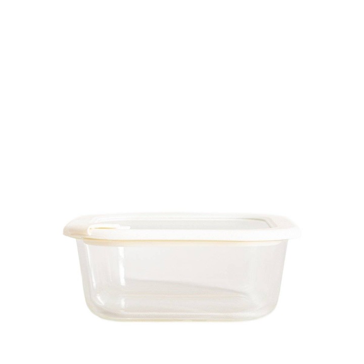 Recipient patrat din sticla HOMLA 0,8 l, ideal pentru pranz si salate, transparent